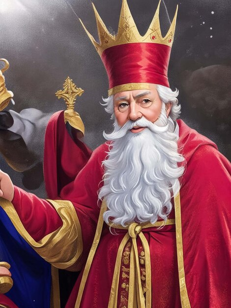 Ritratto del Babbo Natale olandese chiamato "Sinterklaas" mentre arriva in città