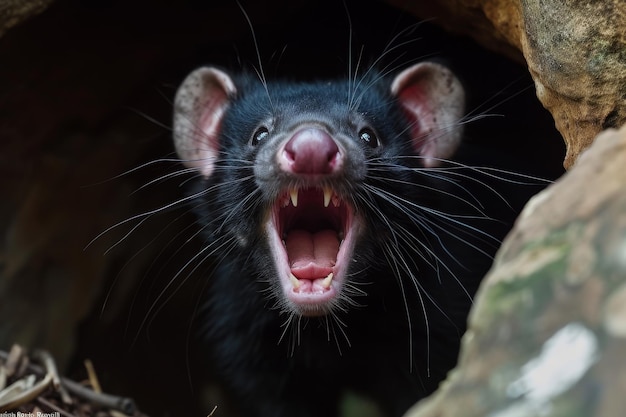 Ritratto del diavolo della Tasmania Sarcophilus harrisii, il più grande marsupiale carnivoro nativo