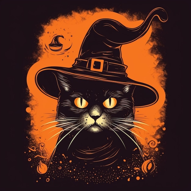 ritratto del gatto di halloween che indossa il costume da strega