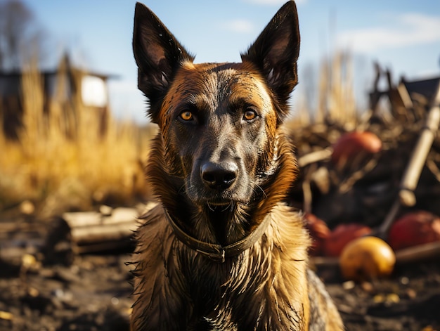 Ritratto del pastore belga malinois foto dettagliata IA generativa