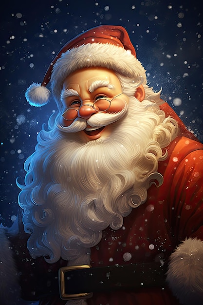 Ritratto del personaggio sorridente di Babbo Natale con illustrazione digitale verticale per Natale