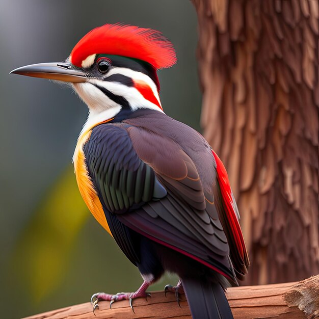 Ritratto del primo piano di bello picchio pileated sull'albero