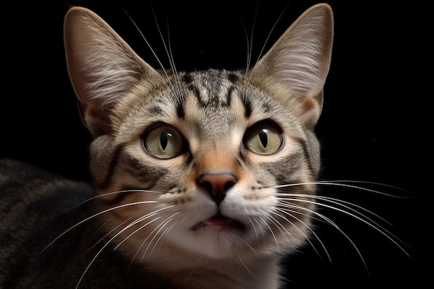 Ritratto del simpatico gatto che fissa Bel gattino dall'aspetto profondo IA generata
