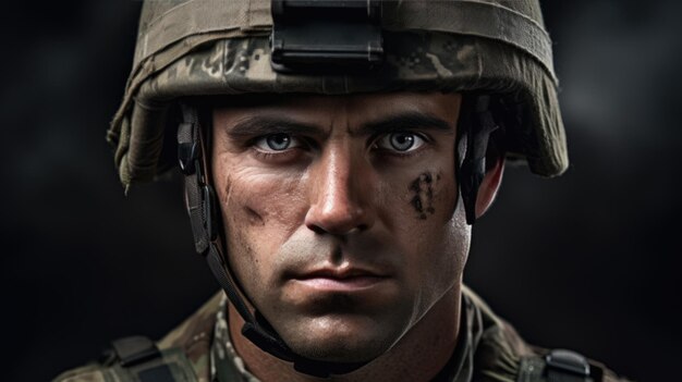 Ritratto del soldato maschio americano che guarda l'obbiettivo