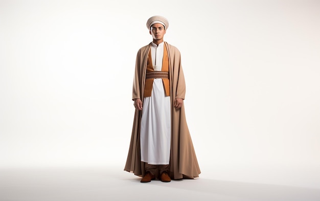 Ritratto del vestito tradizionale musulmano grandangolare