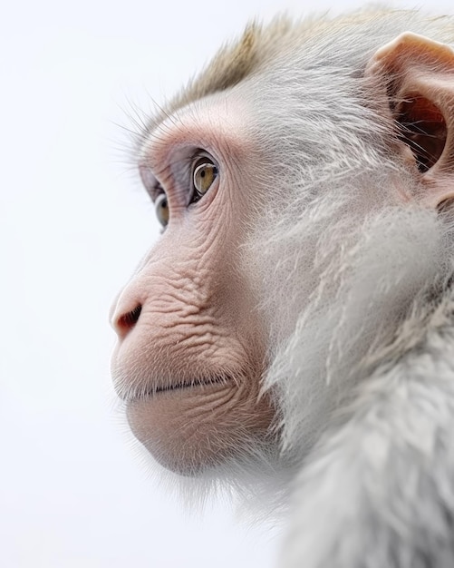 Ritratto del viso di un animale selvatico su uno sfondo bianco isolato