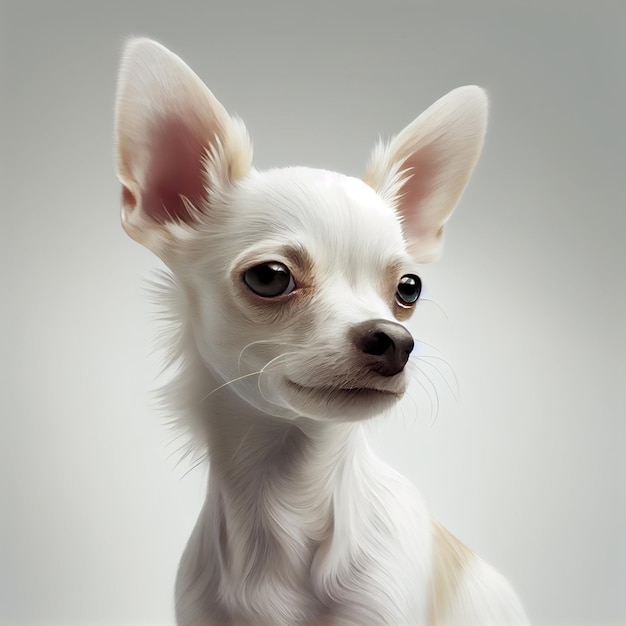 Ritratto della chihuahua della testa di mela. Illustrazione realistica del cane isolato su sfondo bianco. Cane di razza