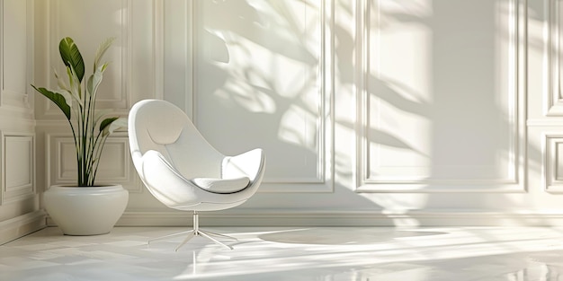 Ritratto della sedia Papasan nell'interno di una stanza di lusso moderna