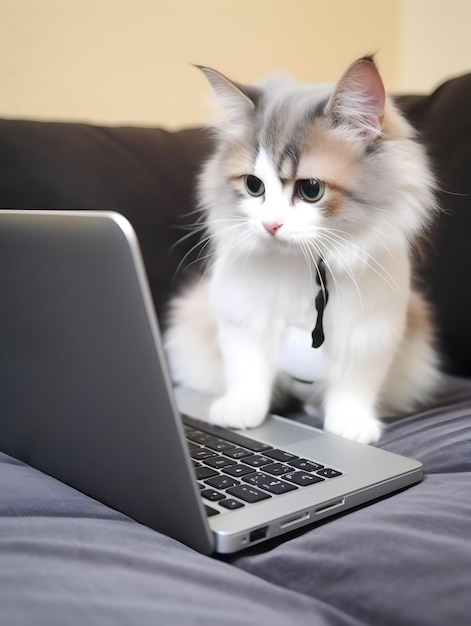 Ritratto di adorabile gatto domestico Concetto di laboriosa immagine generata dall'intelligenza artificiale dell'animale domestico
