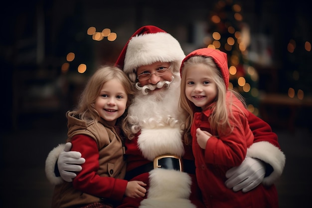 Ritratto di Babbo Natale con i bambini Festa di Natale