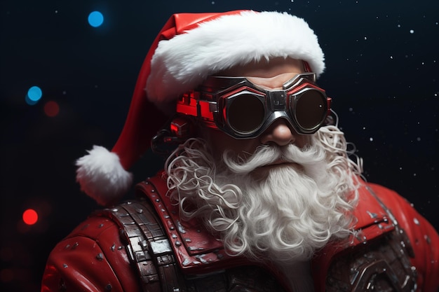 Ritratto di Babbo Natale moderno in stile futuristico AI generativa