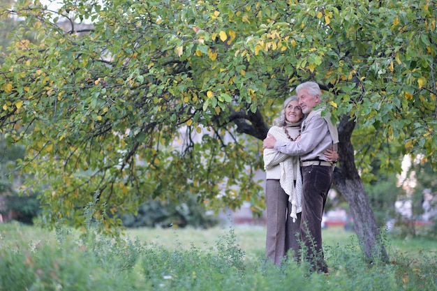 Ritratto di bella coppia senior nel parco