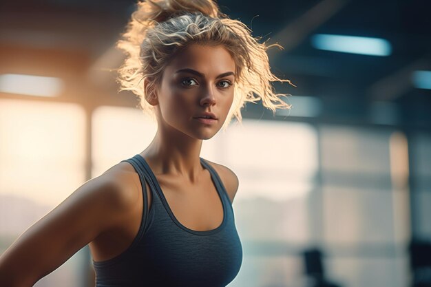 Ritratto di bella donna in palestra