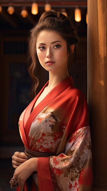 Ritratto di bella geisha giapponese Generative AI