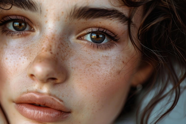 Ritratto di bellezza di un viso femminile con pelle naturale