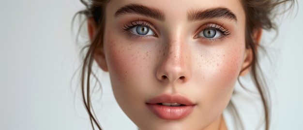 Ritratto di bellezza di una giovane donna con le freccette e gli occhi blu