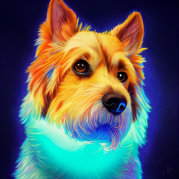 Ritratto di cane carino animale piccolo piuttosto blu da una spruzzata di illustrazione ad acquerello