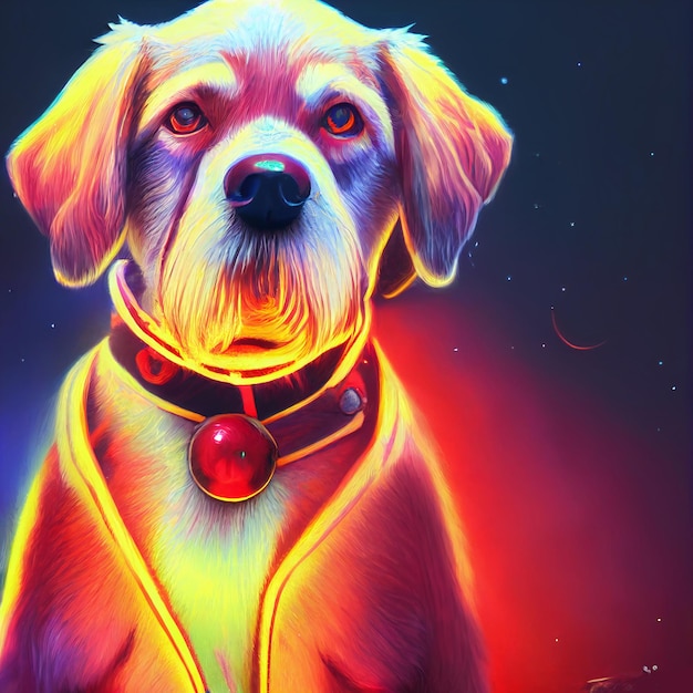 Ritratto di cane carino animale piccolo piuttosto rosso da una spruzzata di illustrazione ad acquerello