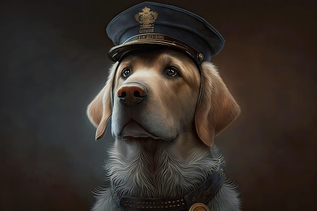 Ritratto di cane come illustrazione ai generativa poliziotto