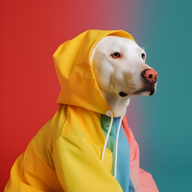 Ritratto di cane nell'illustrazione arcobaleno in stile LGBT