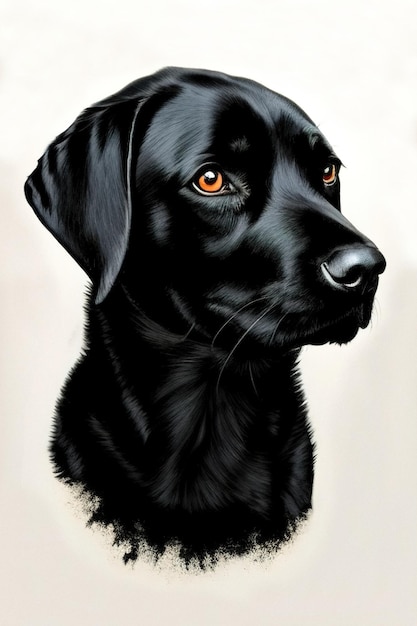 Ritratto di cane nero Labrador Retriever illustrazione generativa ai
