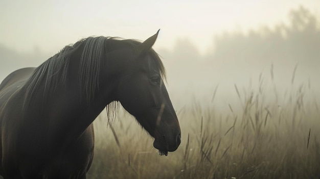 Ritratto di cavallo andaluso in una nebbia Generativo Ai