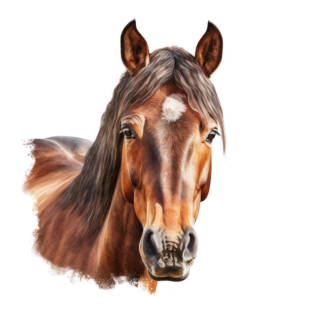Ritratto di cavallo isolato Illustrazione AI GenerativexA