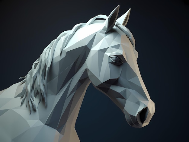 Ritratto di cavallo low poly generato dall'intelligenza artificiale