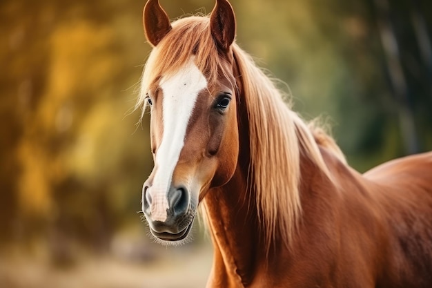 Ritratto di cavallo marrone in ambiente naturale