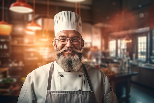 Ritratto di chef maschio sorridente Cuoco di lavoro Generare Ai