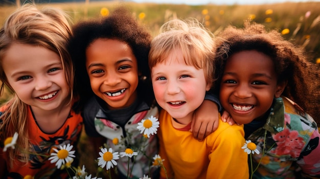 Ritratto di diversi bambini carini IA generativa