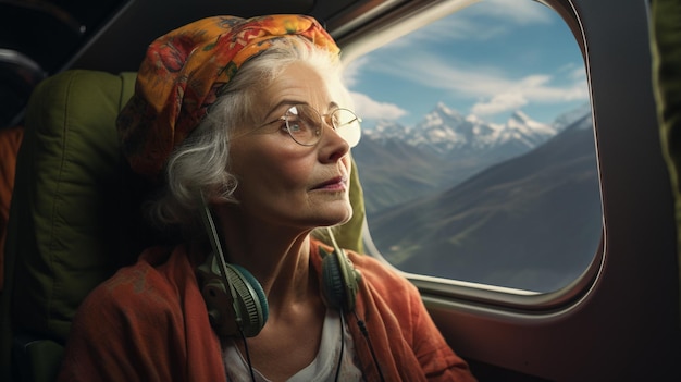 Ritratto di donna anziana felice in vacanza Foto di alta qualità