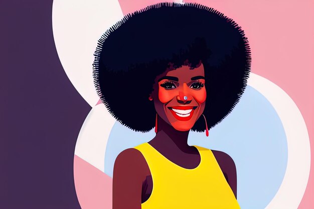 Ritratto di donna di colore pop art illustrazione IA generativa