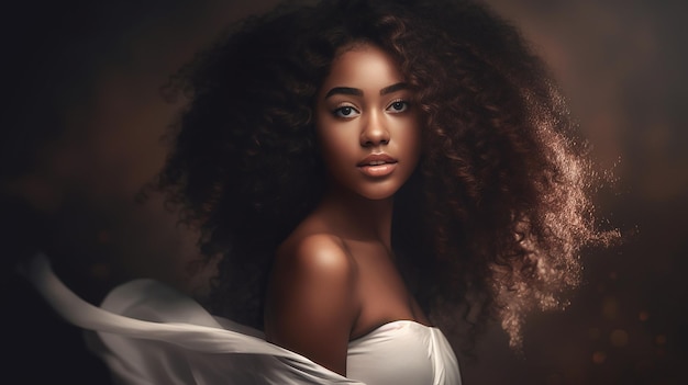 Ritratto di donna graziosa di bellezza afro