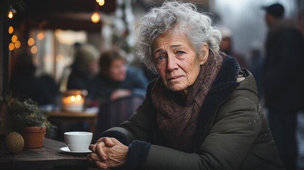 ritratto di donna senior con una tazza di tè