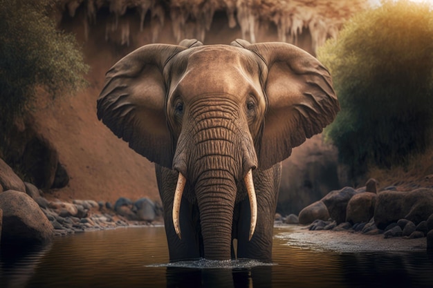 Ritratto di elefante in un ambiente naturale illustrazione ai generativa