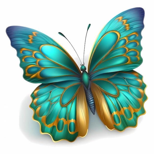 Ritratto di farfalla colorato verde oro