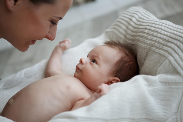 Ritratto di felice madre e bambino