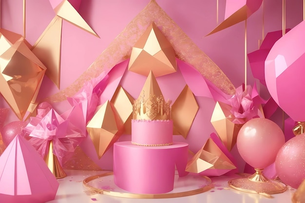 Ritratto di festa scintillante con sfondo d'oro rosa