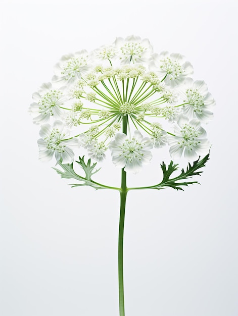 Ritratto di fiore con sfondo bianco semplice Fotografia iperrealistica