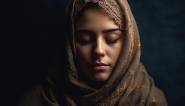 Ritratto di giovane ragazza araba in hijab Bella signora musulmana