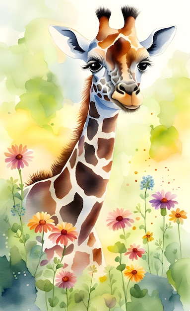 Ritratto di giraffa ad acquerello