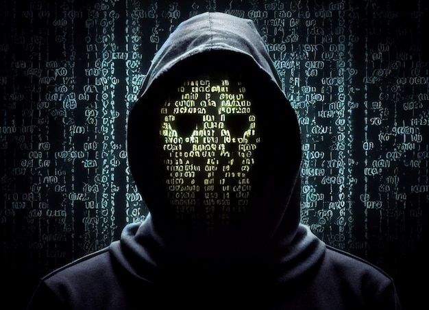 Ritratto di hacker anonimo Concetto di hacking sicurezza informatica criminalità informatica attacco informatico ecc