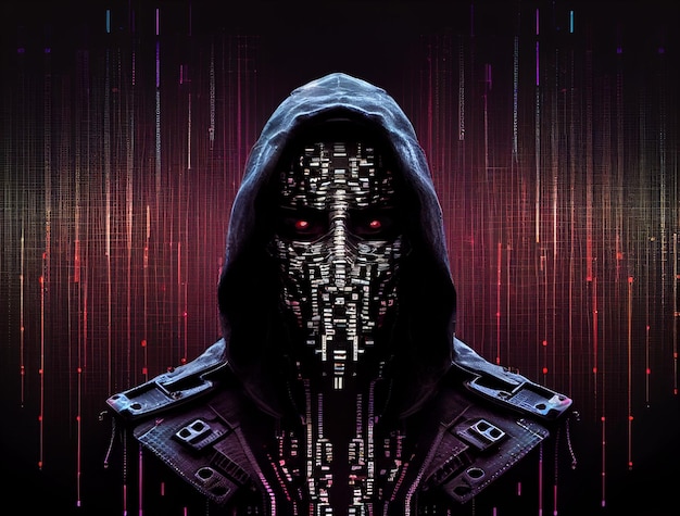 Ritratto di hacker anonimo Concetto di hacking sicurezza informatica criminalità informatica attacco informatico ecc