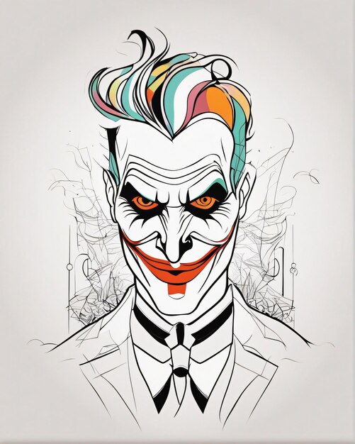 Ritratto di Joker di un'illustrazione artistica della linea Clown