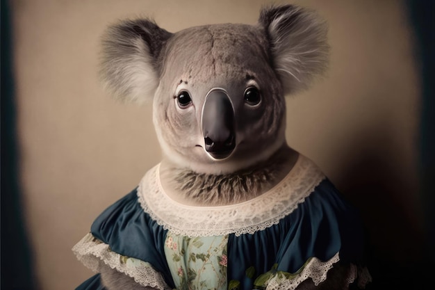 Ritratto di koala in abito vittoriano