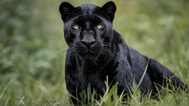 Ritratto di leopardo nero in natura