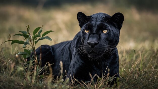 Ritratto di leopardo nero in natura