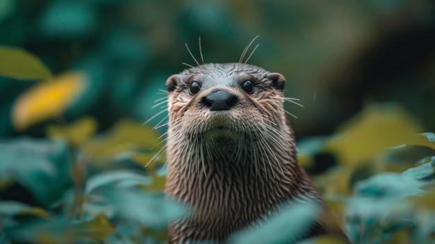 Ritratto di lontra in autunno