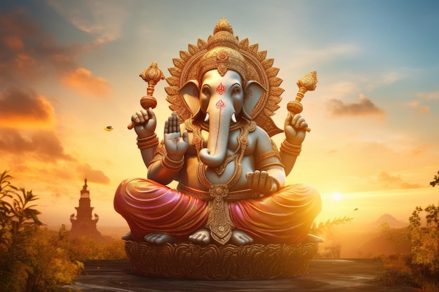 ritratto di Lord Ganesha al tramonto